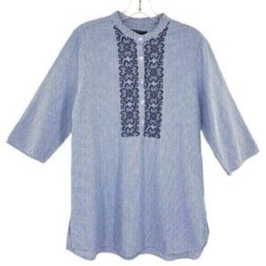 Linen Tunic Top Boho Embroidered Lagenlook For Cynthia